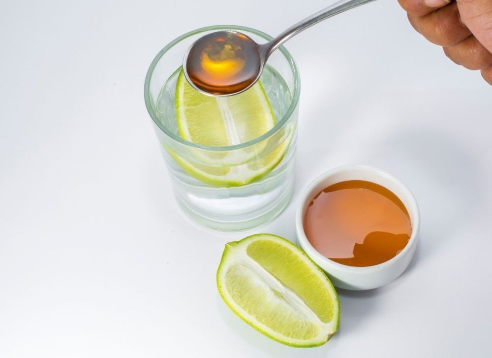 Drinking hot water outlet with lemon at night